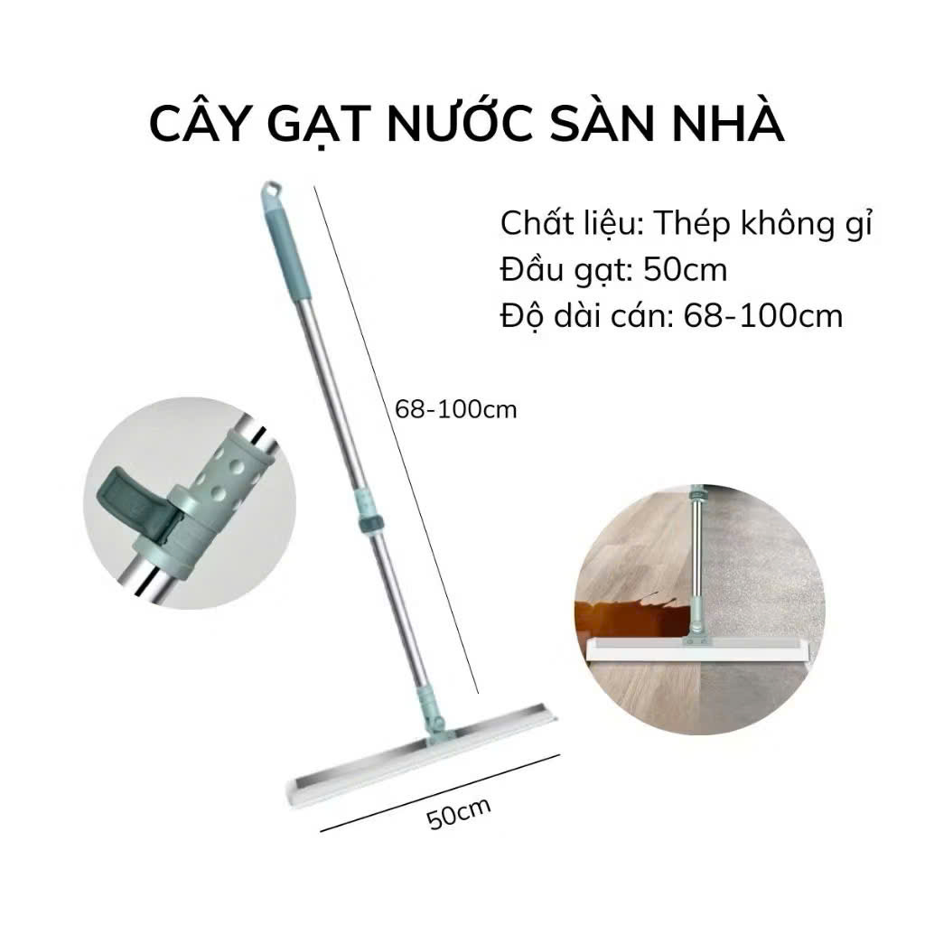 Cây Gạt Nước Chà Sàn Nhà Tắm Silicon Thông Minh Xoay 360 Độ LOẠI 50CM - HÀNG CHÍNH HÃNG MINIIN