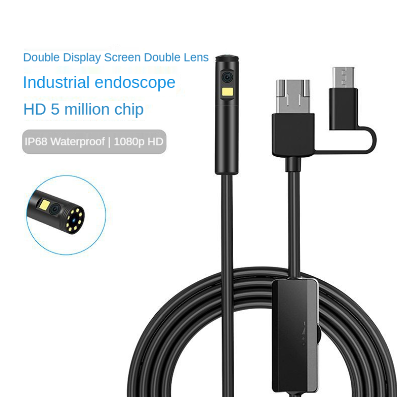 Máy ảnh nội soi công nghiệp USB Ống kính kép IP68 HD Borescope Thanh tra chống thấm nội soi cho ô tô 9 đèn LED cho điện thoại PC