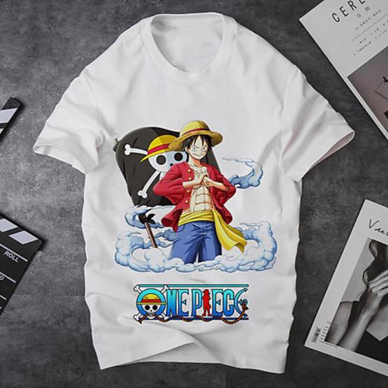 Áo thun Nam Nữ Không cổ ONEPIECE TRƯỞNG TÀU MŨ RƠM MSOP-28 mẫu mới cực đẹp, có size bé cho trẻ em / áo thun Anime Manga Unisex Nam Nữ, áo phông thiết kế cổ tròn basic cộc tay thoáng mát