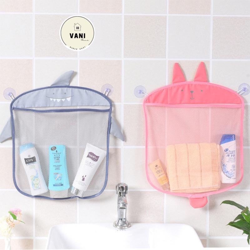 Túi lưới treo tường hình thú đựng đồ nhà tắm, đồ chơi đa năng tặng kèm nút treo hít chân không tiện lợi