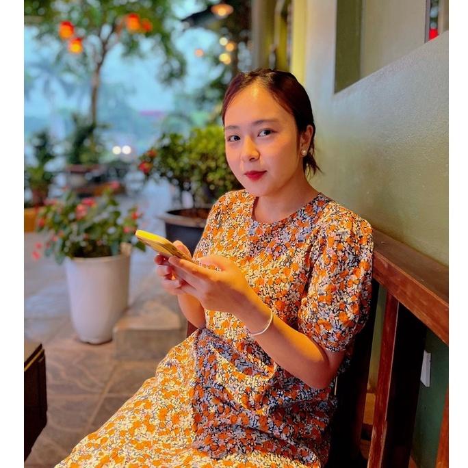 Váy hoa nhí dáng dài đuôi cá – Đầm nữ form suông vintage V-ĐC2