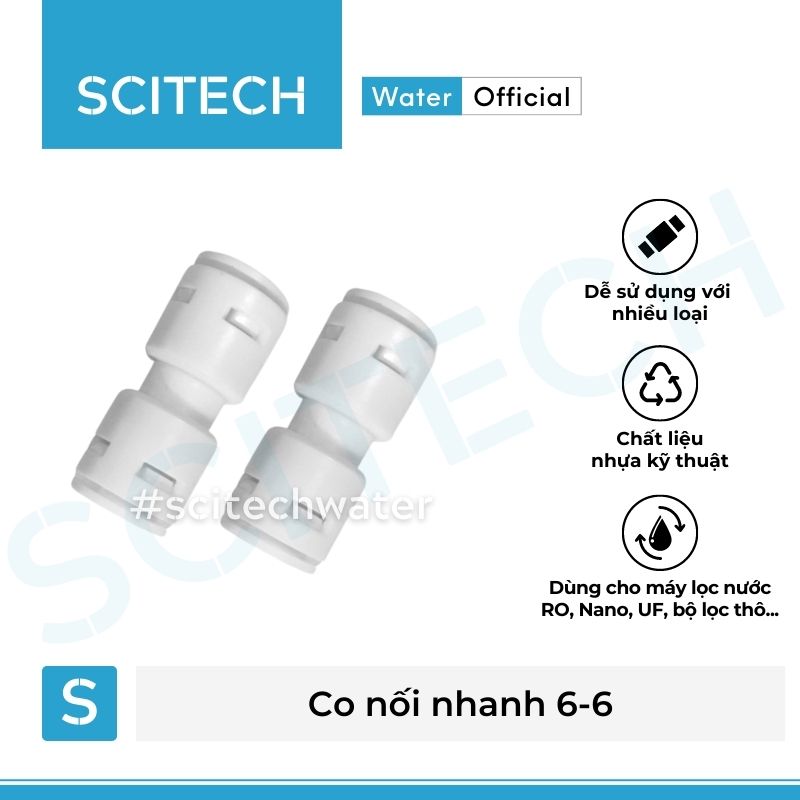 Co nối nhanh 2 đầu dây dùng trong máy lọc nước (Co nối nhanh 2 đầu dây 6, Co nối nhanh 2 đầu dây 10, Co nối nhanh dây 10 ra dây 6...) - Combo 2 cái hoặc 5 cái hoặc 10 cái