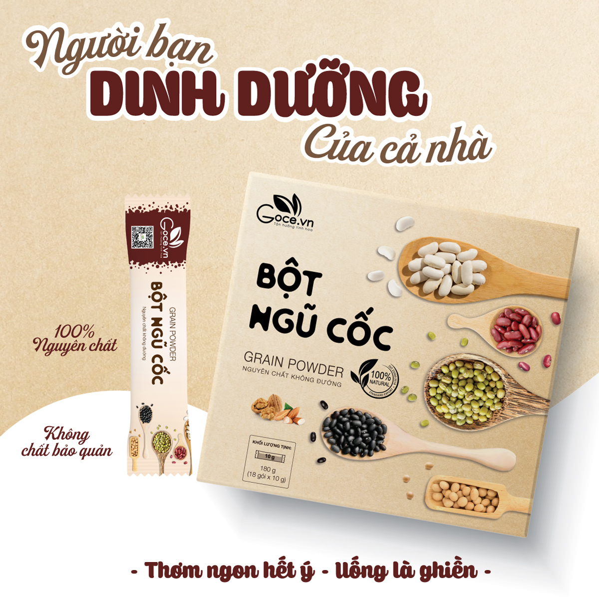 Bột ngũ cốc dinh dưỡng Goce - 180g (18 gói x 10g)