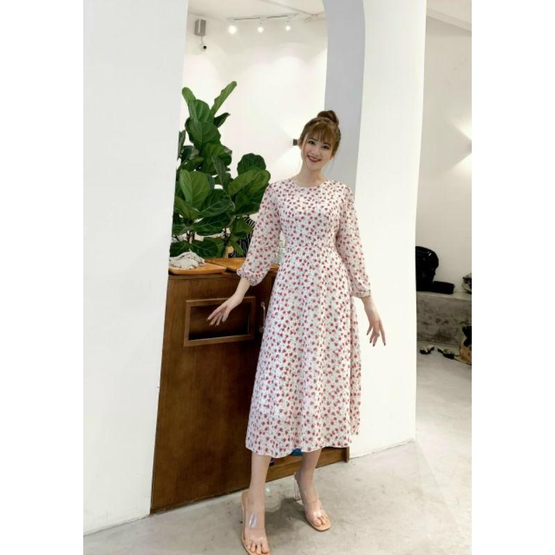 ĐẦM MIDI HOA TAY PHỒNG