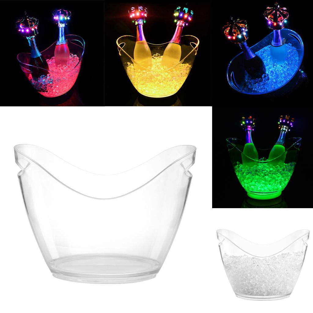 4L LED Ice Cooler Bucket Party Bar Champagne Beer Wine Drinks Box USB Charging 6 Colors