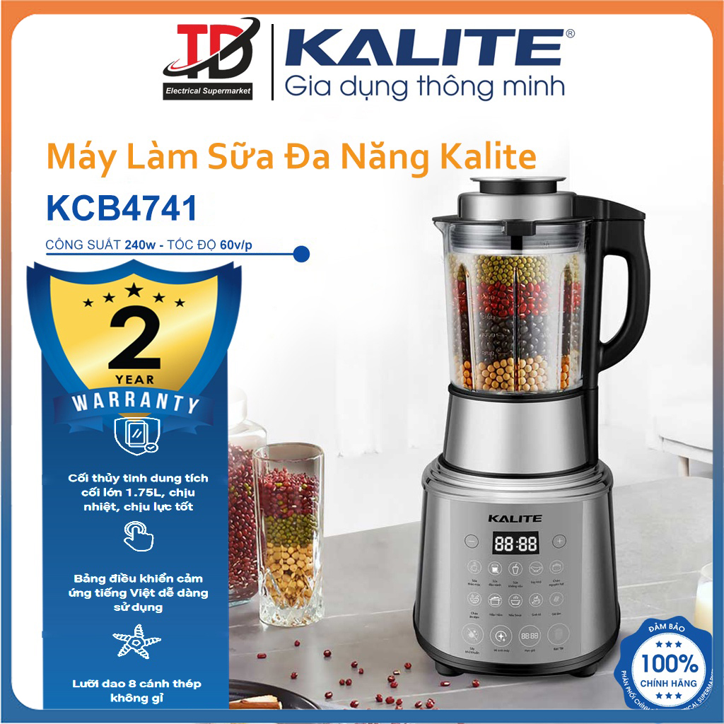 Máy Làm Sữa Hạt Kalite KCB4741 dung tích 1.75L công suất 1800W. Hàng Chính Hãng