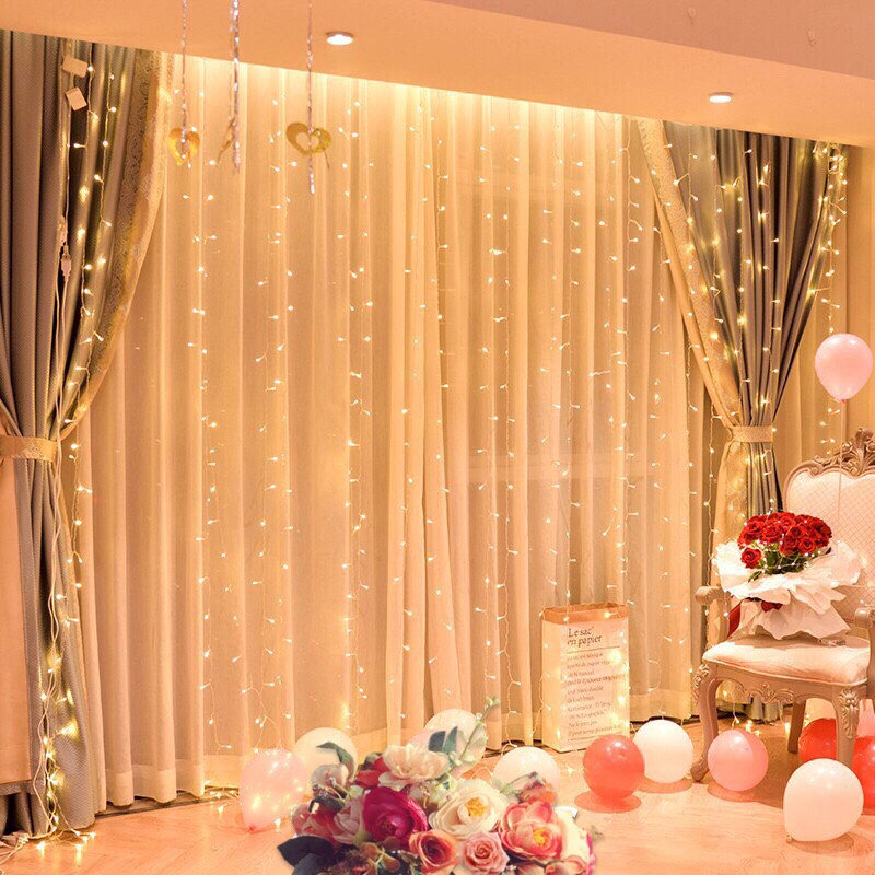 Bộ đèn nháy rèm 3m x 3m trang trí rèm cửa , sinh nhật , đám cưới sang trọng KF-3312