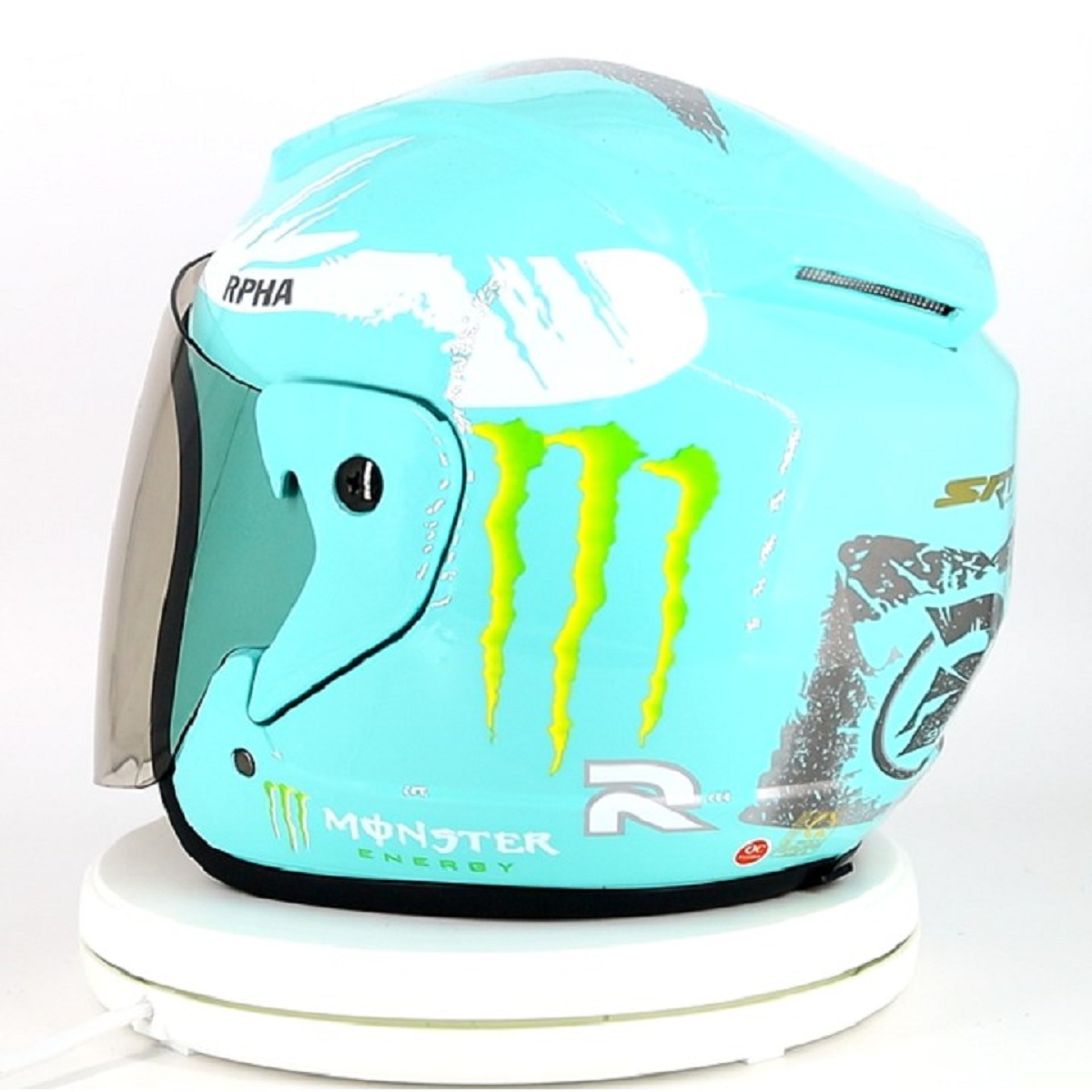 Mũ bảo hiểm 3/4 SRT tem Monster kính khói chống lóa