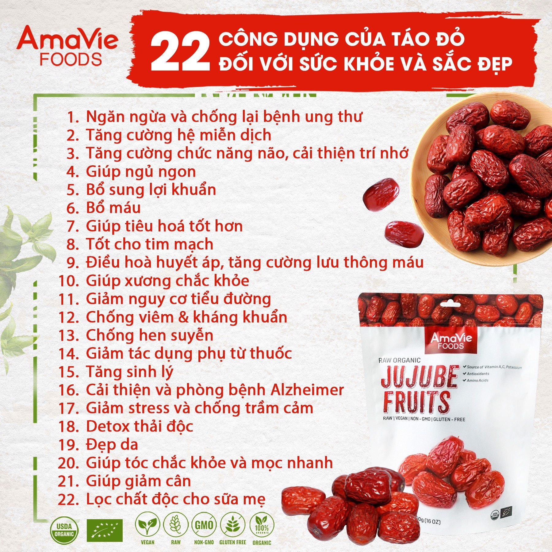 Táo đỏ hữu cơ AmaVie Foods 450g