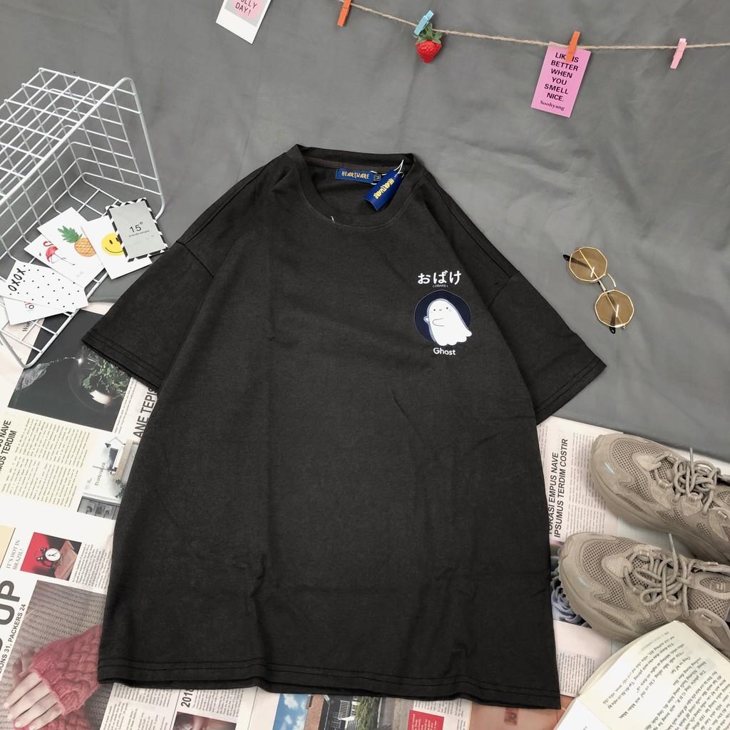 Áo thun cotton tay lỡ in hình Ma - ẢNH THẬT