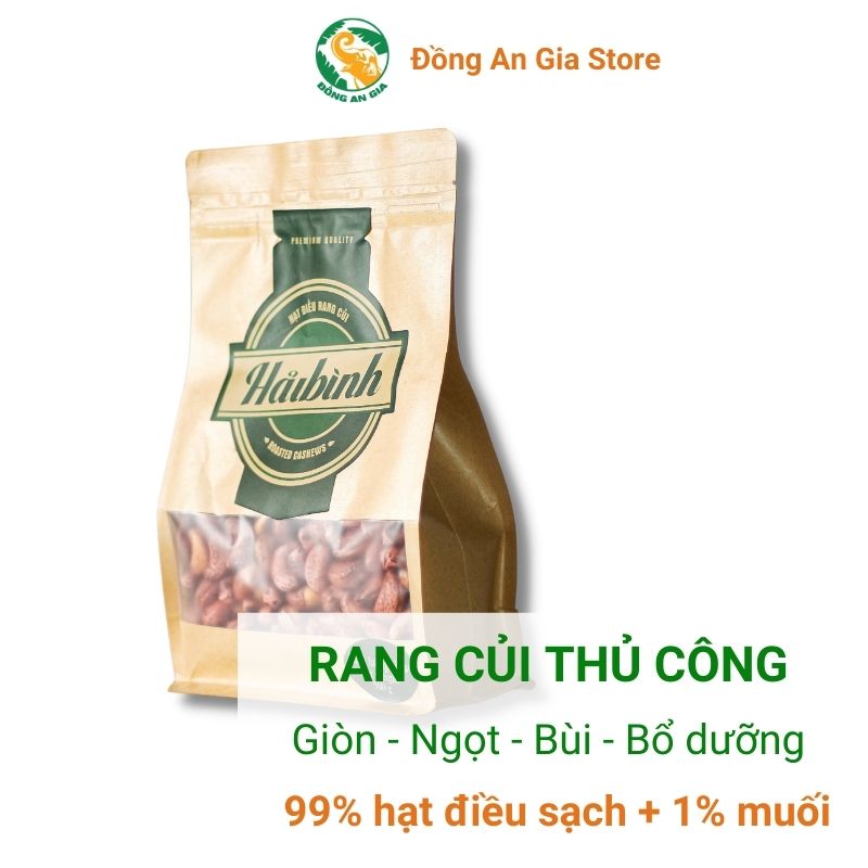 Hạt điều rang củi gói Zipper giấy Hải Bình 500g