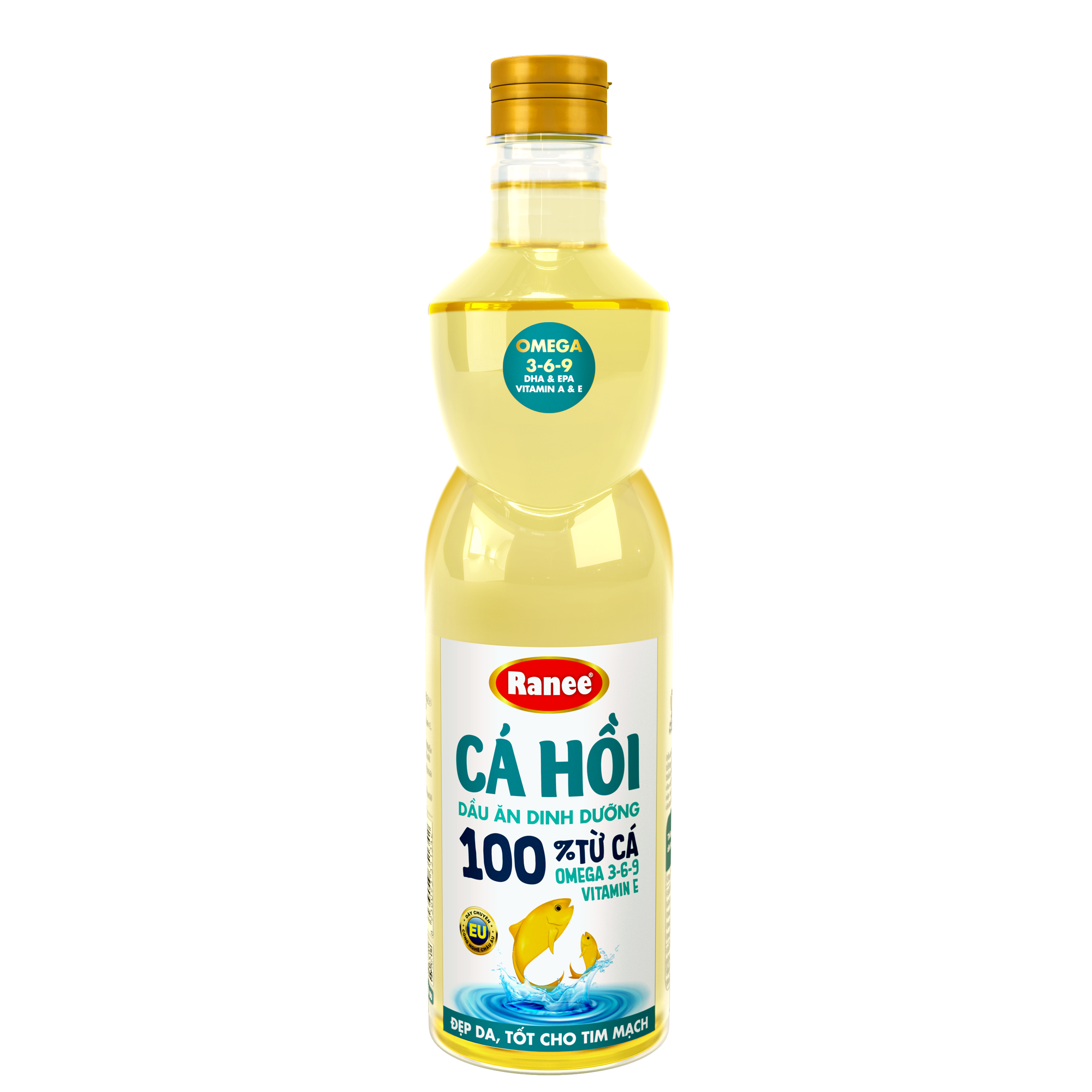 Dầu ăn dinh dưỡng Ranee CÁ HỒI 950ml + tặng kèm 01 vá gỗ cao cấp