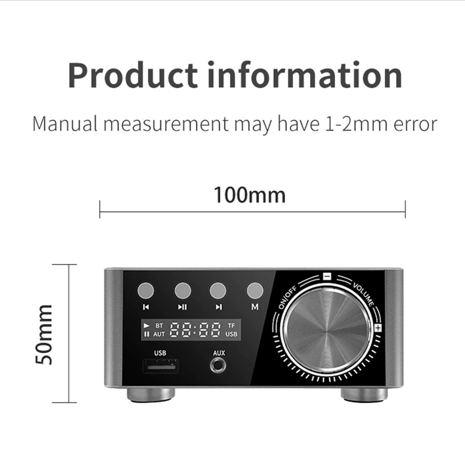 Mini Amplifier with Audio Cable MP3 2.0 CH for Store Home Theater 50W+50W US
