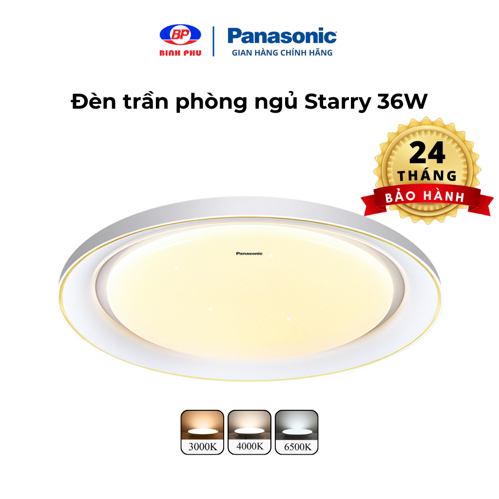 Đèn trần ánh sao Starry Panasonic HHXZ301188 36W cho phòng ngủ hiệu ứng ánh sáng lấp lánh, chế độ ngủ, thư giãn, hẹn giờ