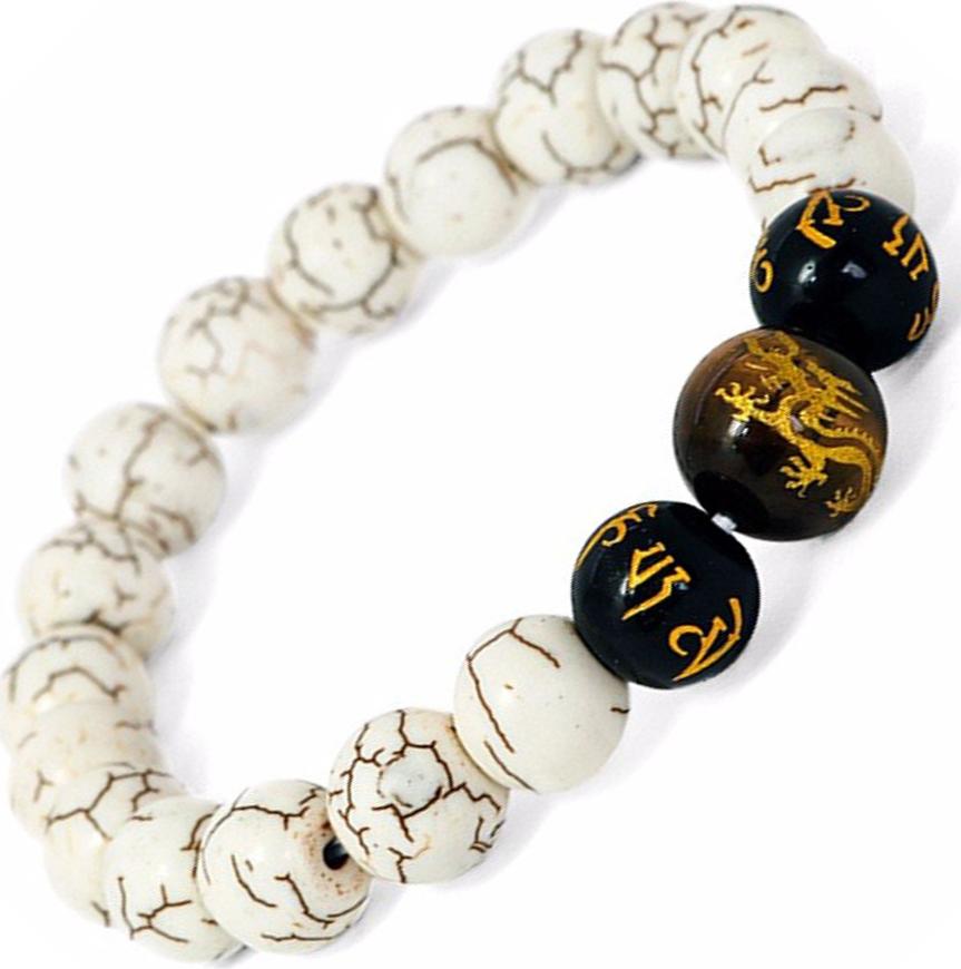 Vòng Tay Đá Turquoise Trắng Opal Trạm Rồng Tự Nhiên 10MM