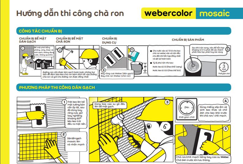 Keo dán gạch và keochít mạch/ keo chà ron  Weber .color mosaic (màu trắng)