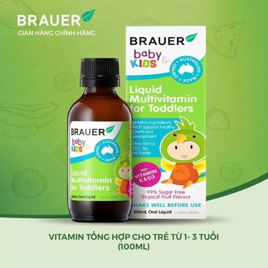 Siro Brauer Vitamin Tổng Hợp cho trẻ từ 1-3 tuổi 100ml Kids Liquid Multivitamin