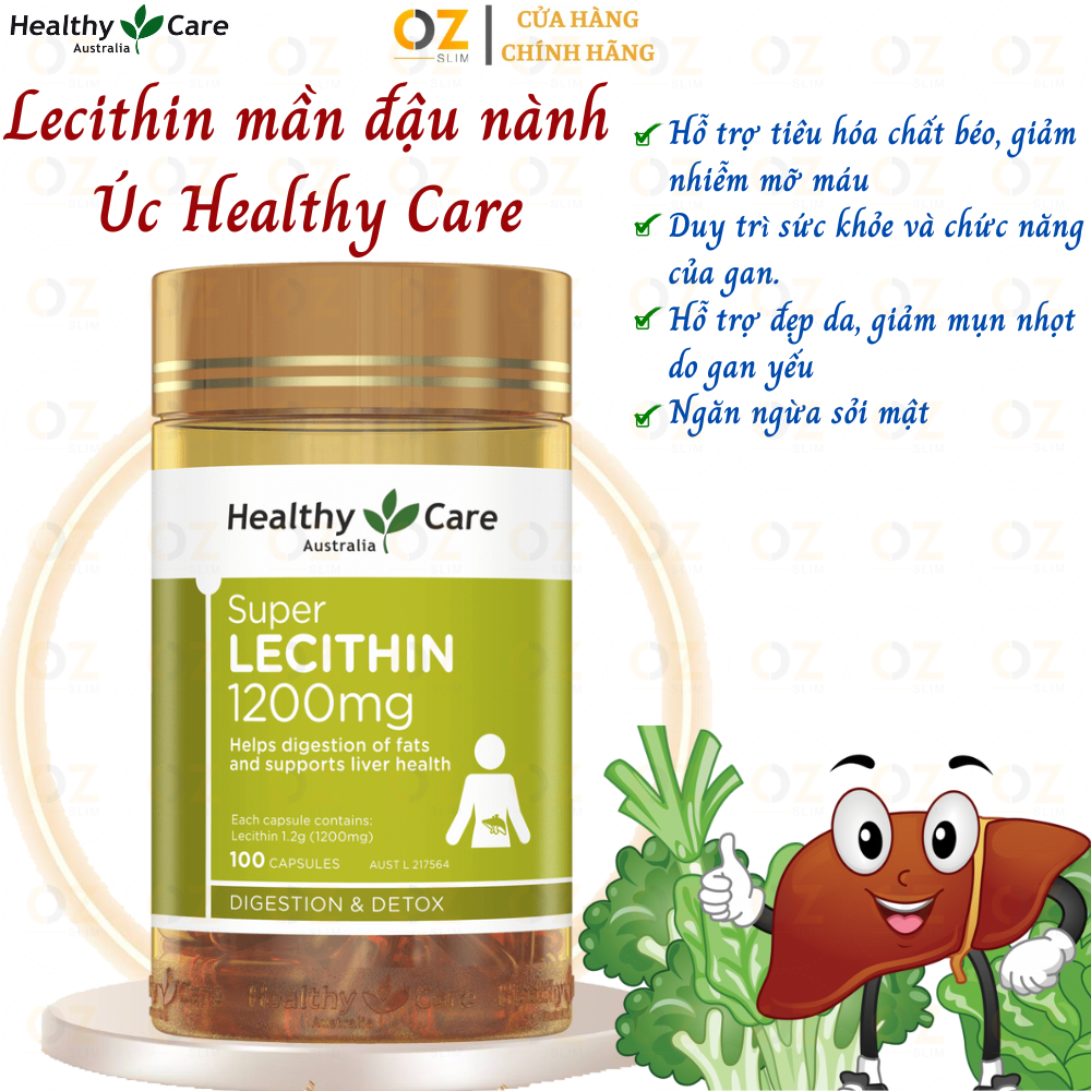 Mầm đậu nành Úc Healthy Care Super Lecithin 1200mg tăng cường chức năng gan khỏe mạnh, nâng cao sức khỏe, sắc đẹp từ bên trong - OZ Slim Store