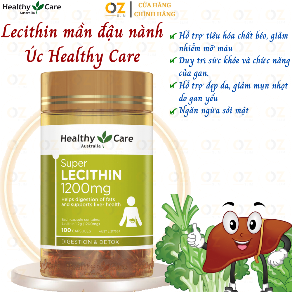 Mầm đậu nành Úc Healthy Care Super Lecithin 1200mg tăng cường chức năng gan khỏe mạnh, nâng cao sức  khỏe, sắc đẹp từ bên trong - OZ Slim Store