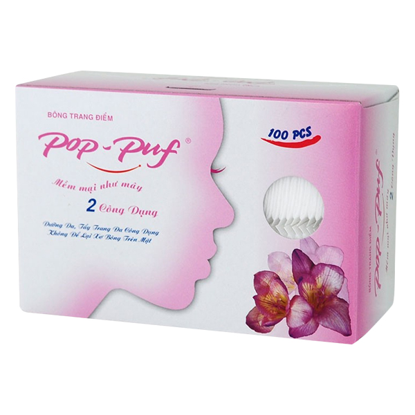 Combo 5 Hộp Bông Trang Điểm Pop Puf Hồng (100 miếng/ hộp*5)