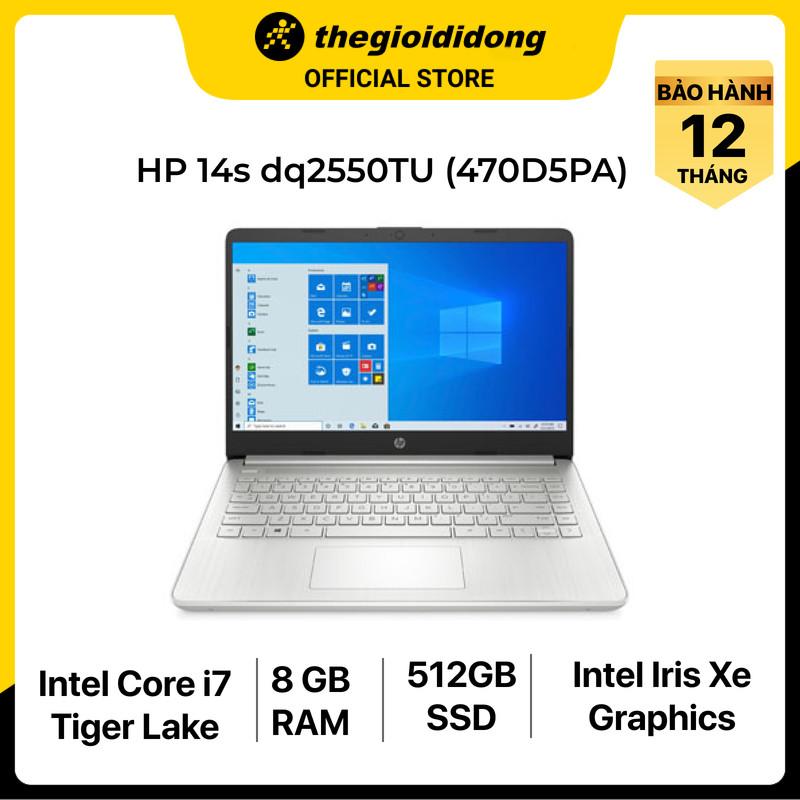 Laptop HP 14s dq2550TU i7 1165G7/8GB/512GB/14&quot;/Win11/(470D5PA)/Bạc - Hàng chính hãng