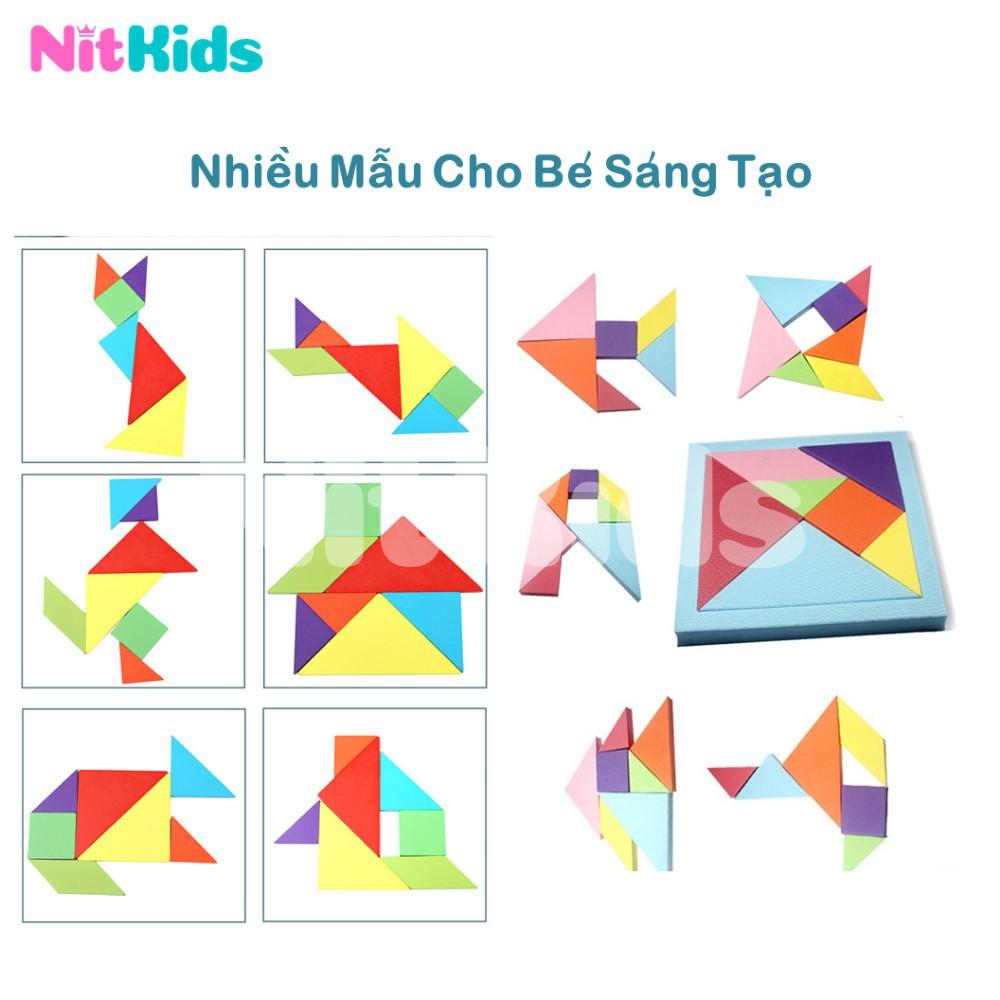Bộ Xếp Hình Sáng Tạo Tangram, Đồ Chơi Ghép Gỗ Cho Bé 3 Tuổi, Tăng Tính Sáng Tạo và Tư Duy Trẻ Em