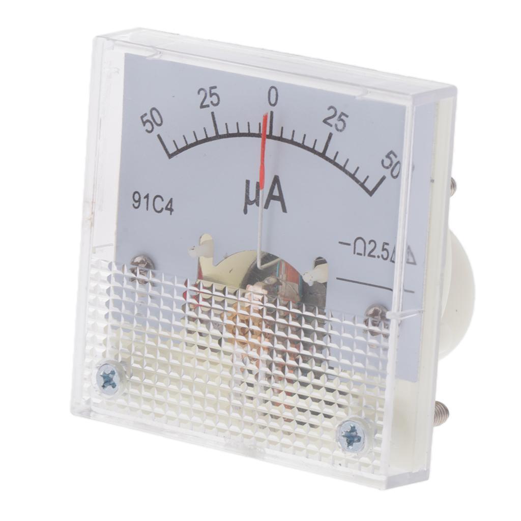 2X DC Ammeter Analog Panel Meter Amp Meter Current Gauge Pointer Type 50uA
