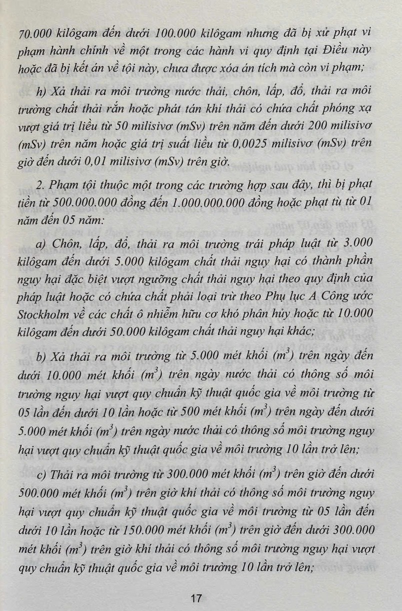 Bình luận Bộ luật hình sự năm 2015- Phần thứ hai Các tội phạm (Chương XIX- Các tội phạm về môi trường)