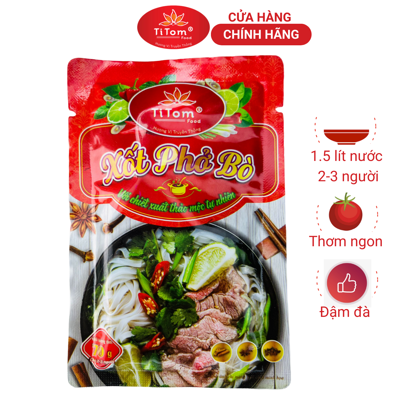 Xốt phở bò Titom gói 70g gia vị phở bò hoàn chỉnh dùng nấu nước lèo phở