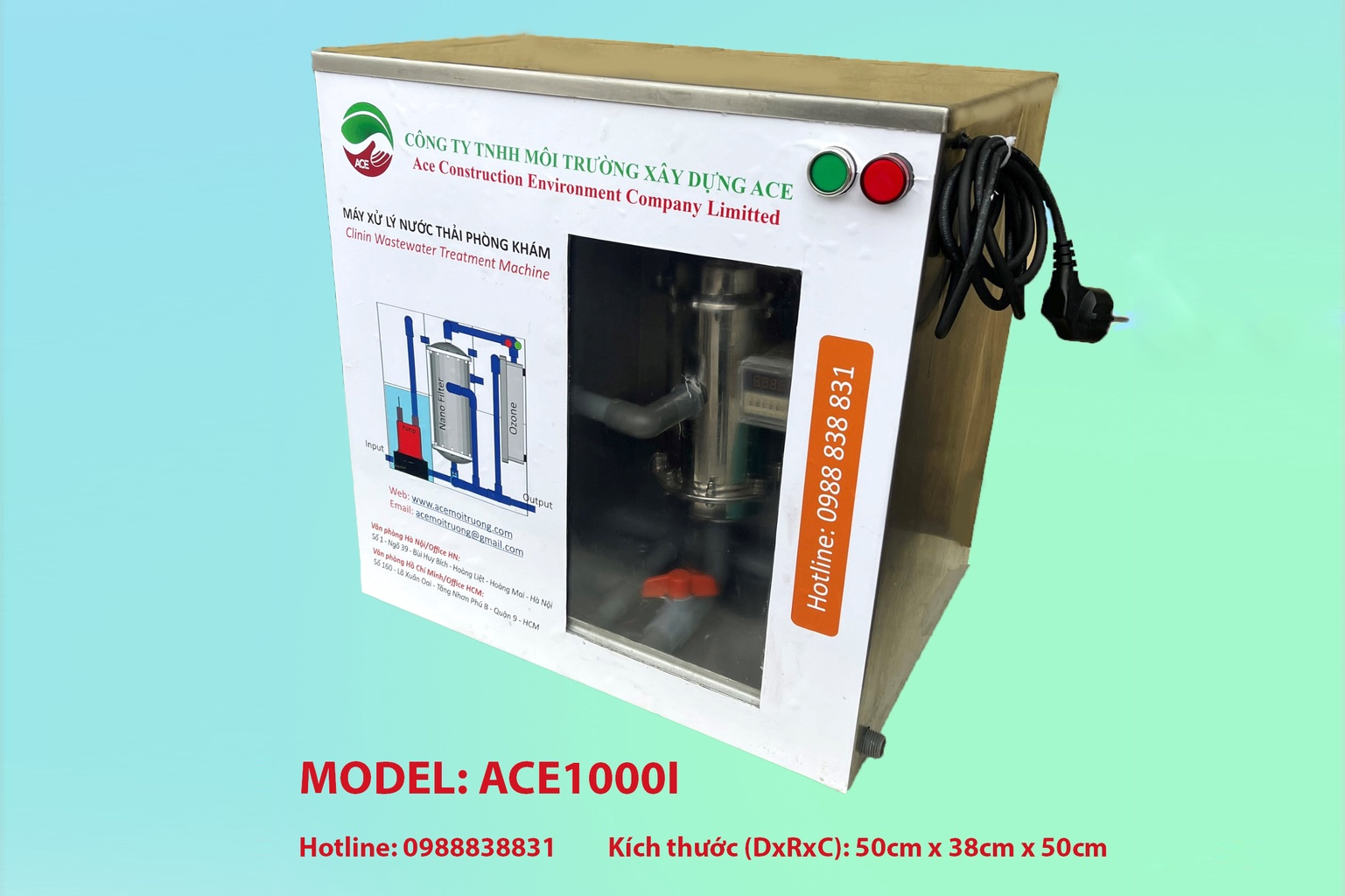 (Hàng chính hãng) Máy lọc nước thải Litero ACE1000I xử lý nước thải Phòng khám đa khoa công nghệ oxy hoá bậc cao kết hợp lọc nano và than hoạt tính 1 bộ