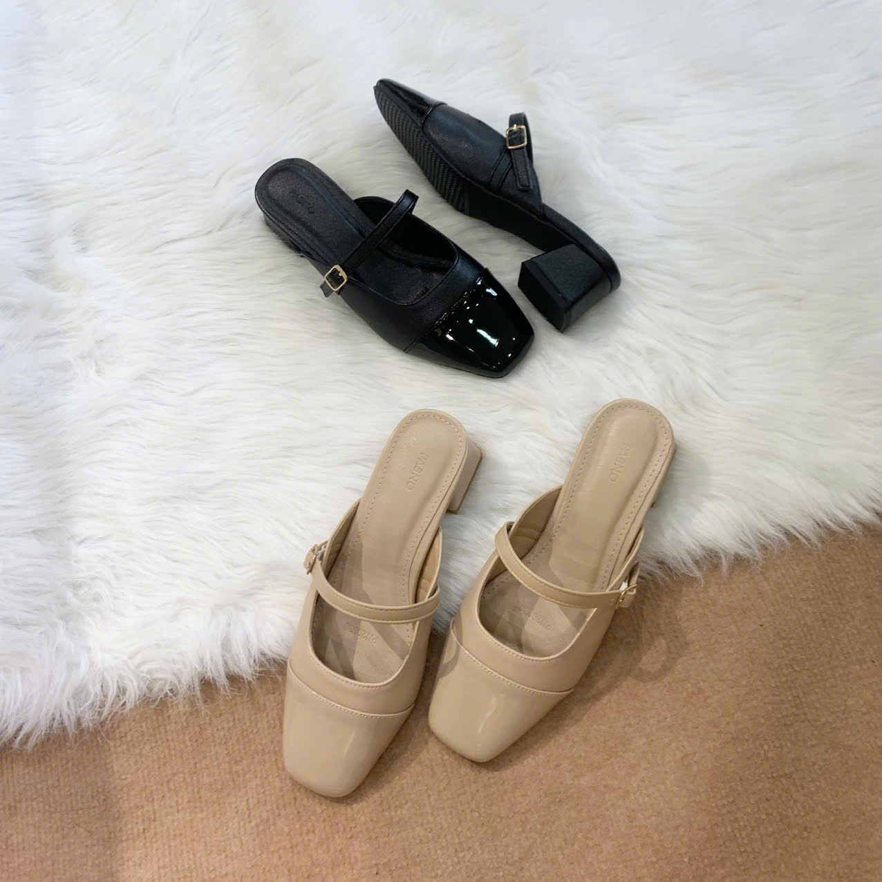 [PABNO] GIÀY CAO GÓT MULES THỜI TRANG 4CM MULES MŨI VUÔNG PHỐI – PABNO PN20030