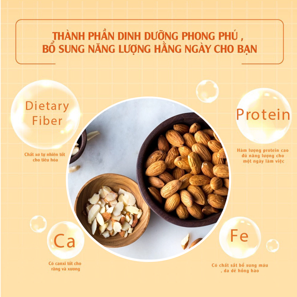 Hạnh nhân có muối, không muối ăn vặt giòn thơm, dinh dưỡng, cung cấp năng lượng 50g Dan D Pak