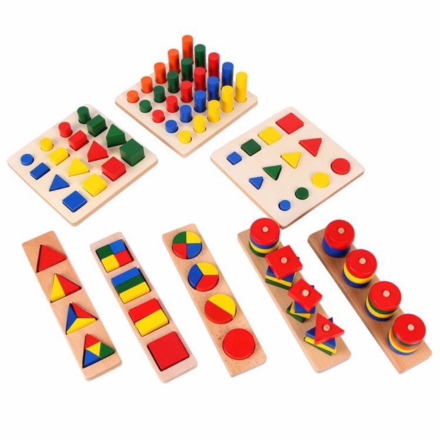 Bộ Đồ Chơi Giáo Cụ Montessori 8 Món Bằng Gỗ Cao Cấp Cho Bé