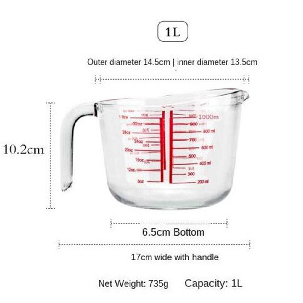1000ml Measuring Cup Borosilicate Glass Intervals Scale Kitchen Tool Accessories
