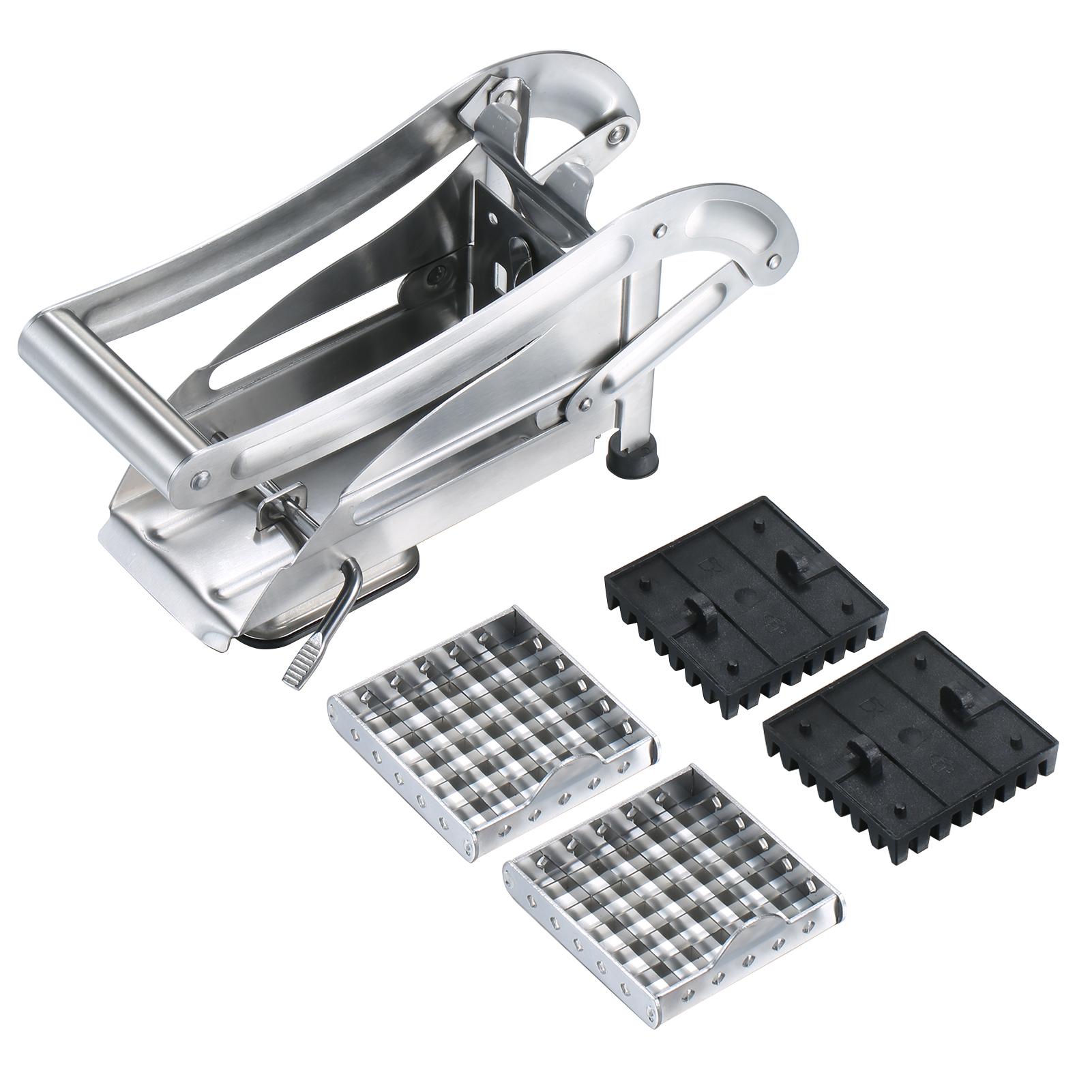 Dao cắt chiên kiểu Pháp bằng thép không gỉ 430, với 2 lưỡi dao có thể hoán đổi cắt nhanh và sắc bén để cắt khoai tây chiên và dưa chuột