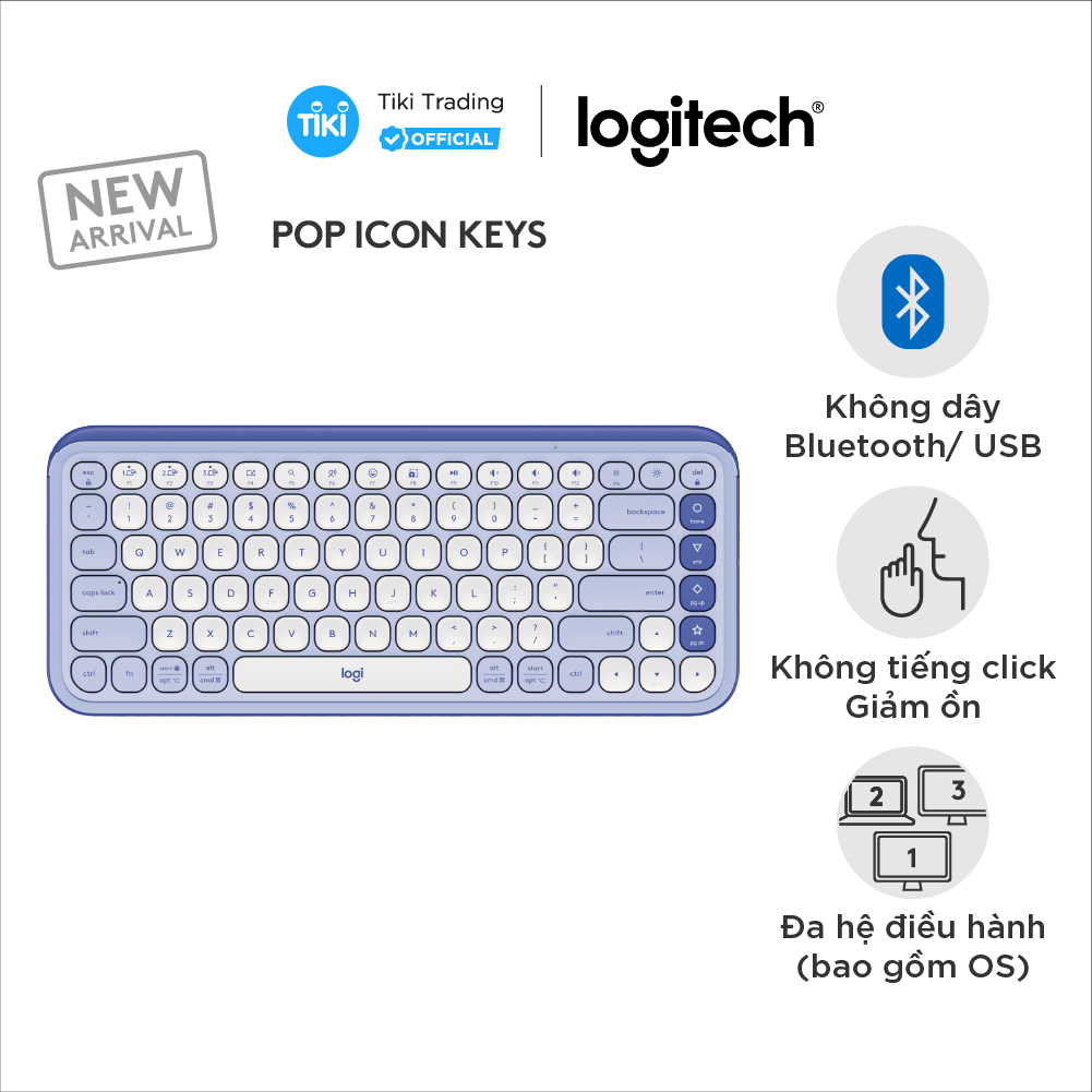 Bàn phím Bluetooth không dây Logitech POP ICON KEYS - Hàng Chính Hãng