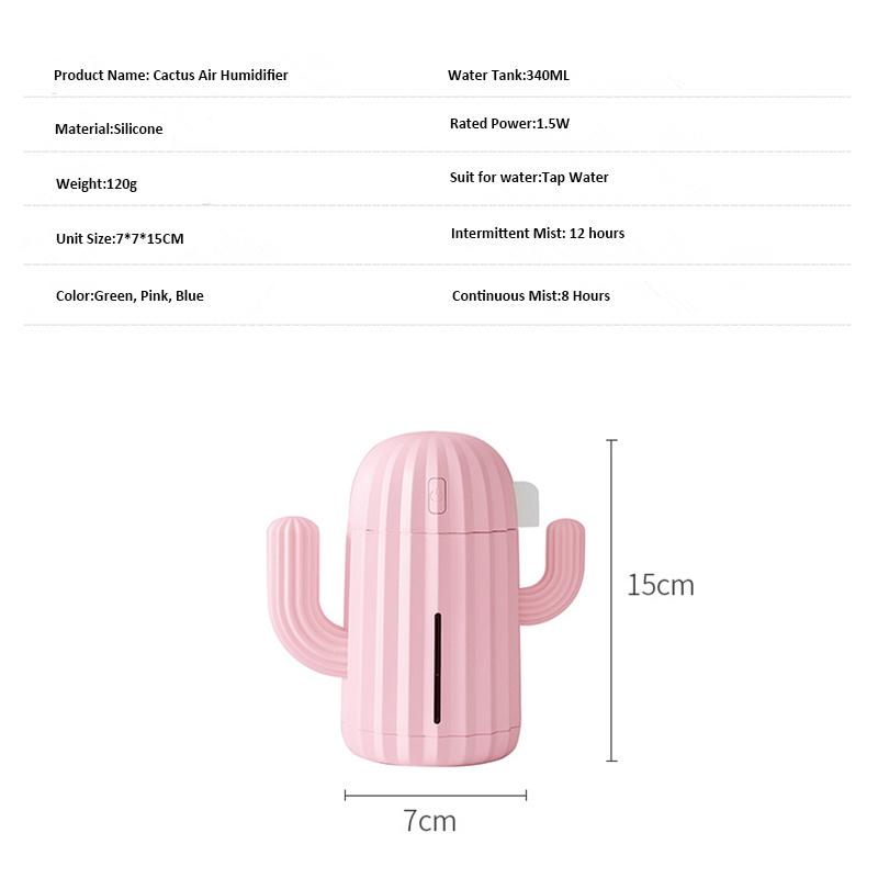 340ML USB Xương Rồng Máy Tạo Độ Ẩm Không Khí Khuếch Tán Hương Thơm Phun Sương Tạo Phun Sương Tạo Ẩm Hình Ếch Con Mini Hương Thơm Atomizer Khuếch Tán Tinh Dầu Xe Hơi
