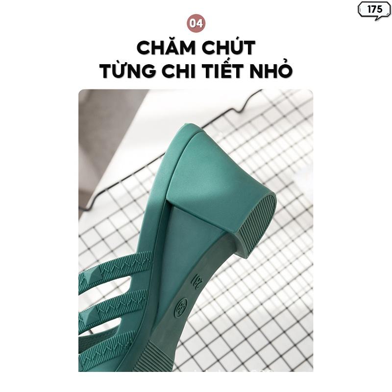 Dép Sục Nữ Mũi Nhọn Bít Mũi Đế 5cm Có Đinh Kèm Quai Ngang Cá Tính Nhiều Màu 175