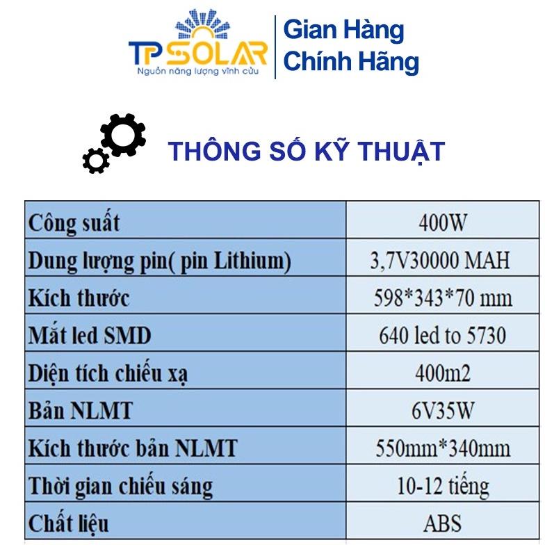 Đèn Đường Liền Thể Kép Năng Lượng Mặt Trời TP Solar TP-D400 Công Suất 400W Chống Nước IP65