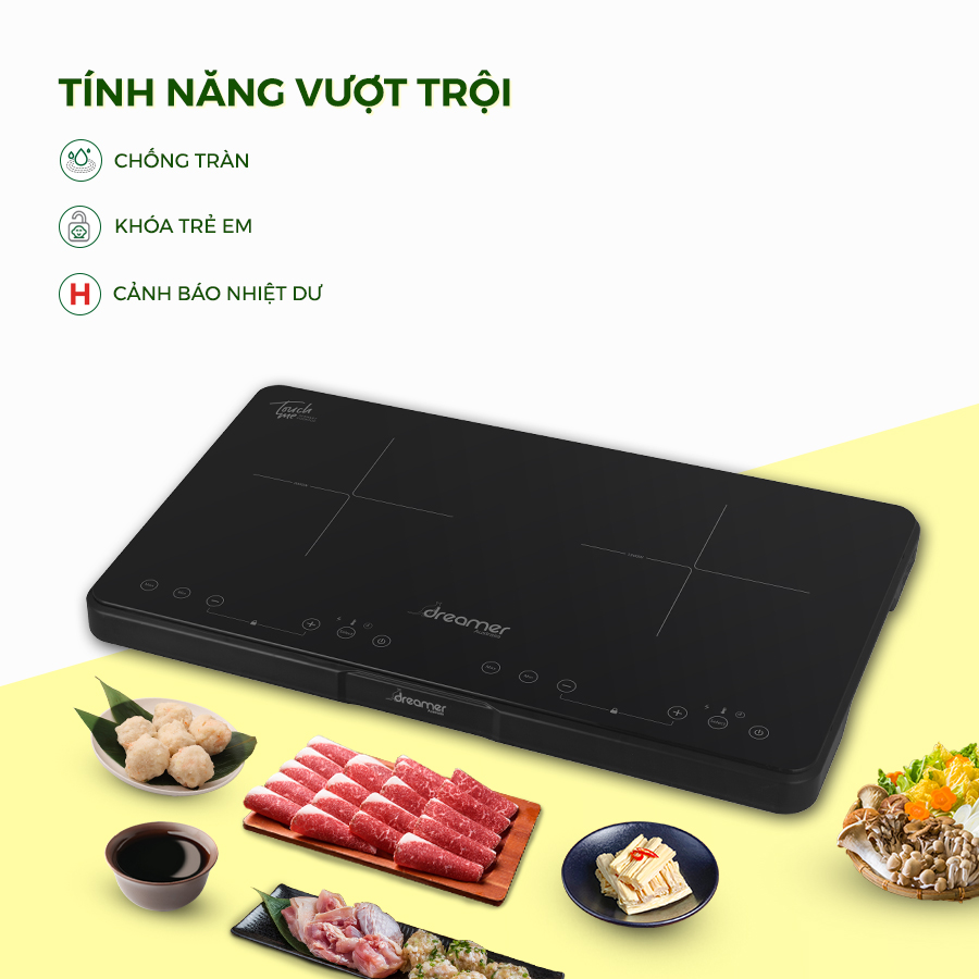 Bếp Từ Đôi DREAMER DKA-DIC135B Công Suất 3500W Thương Hiệu Úc Tiêu Chuẩn Châu Âu - Hàng Chính Hãng