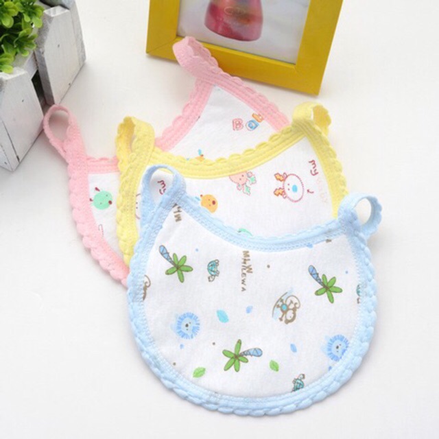 Set 3 Yếm Tròn Trần Bông Cotton 3 Lớp Siêu Thấm Hút Cho Bé