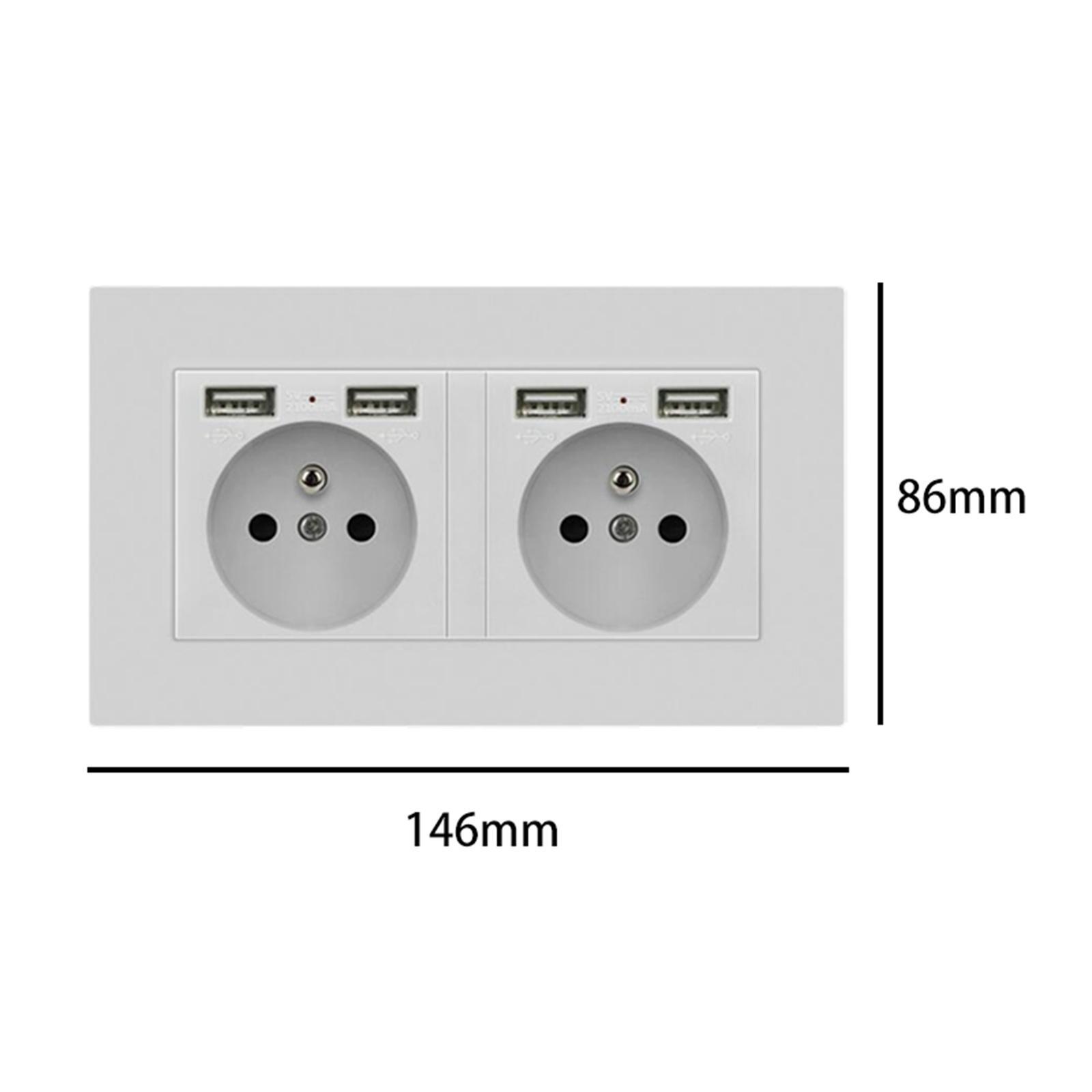 Wall Socket with USB Port Panel Power Outlets EU Plug for Office Restaurant