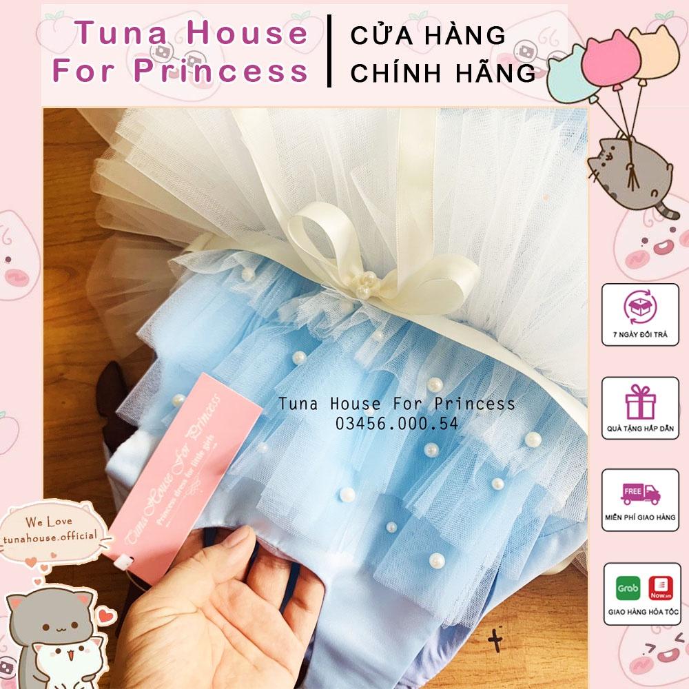 Váy đầm xoè công chúa thiết kế cho bé gái Kali nhiều tầng tone xanh - Tuna House For Princess