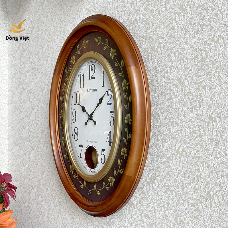 Đồng hồ treo tường RHYTHM SIP (Sound In Place) Wall Clocks CMJ580NR06 (Kích thước 48.8 x 60.0 x 8.0cm), Vỏ màu Nâu