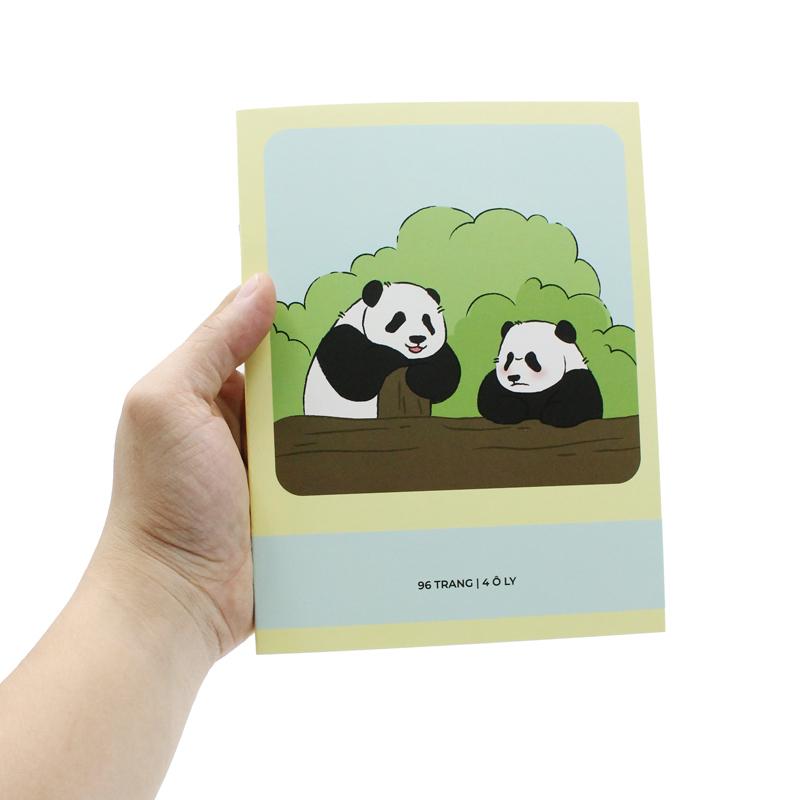 Combo 10 Tập Học Sinh Fluffy Panda - Miền Nam - 4 Ô Ly - 96 Trang 80gsm - The Sun 01 - The Sun 03 - Tặng Nhãn Vở Kèm Sticker