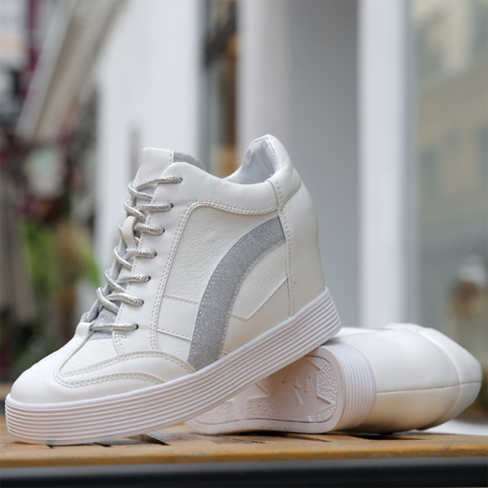 Korean Version Of Invisible Height-Enhancing Single Shoes /High-Top Shoes Casual Sports Shoes /Lace-Up Thick-Soled Heel Shoes