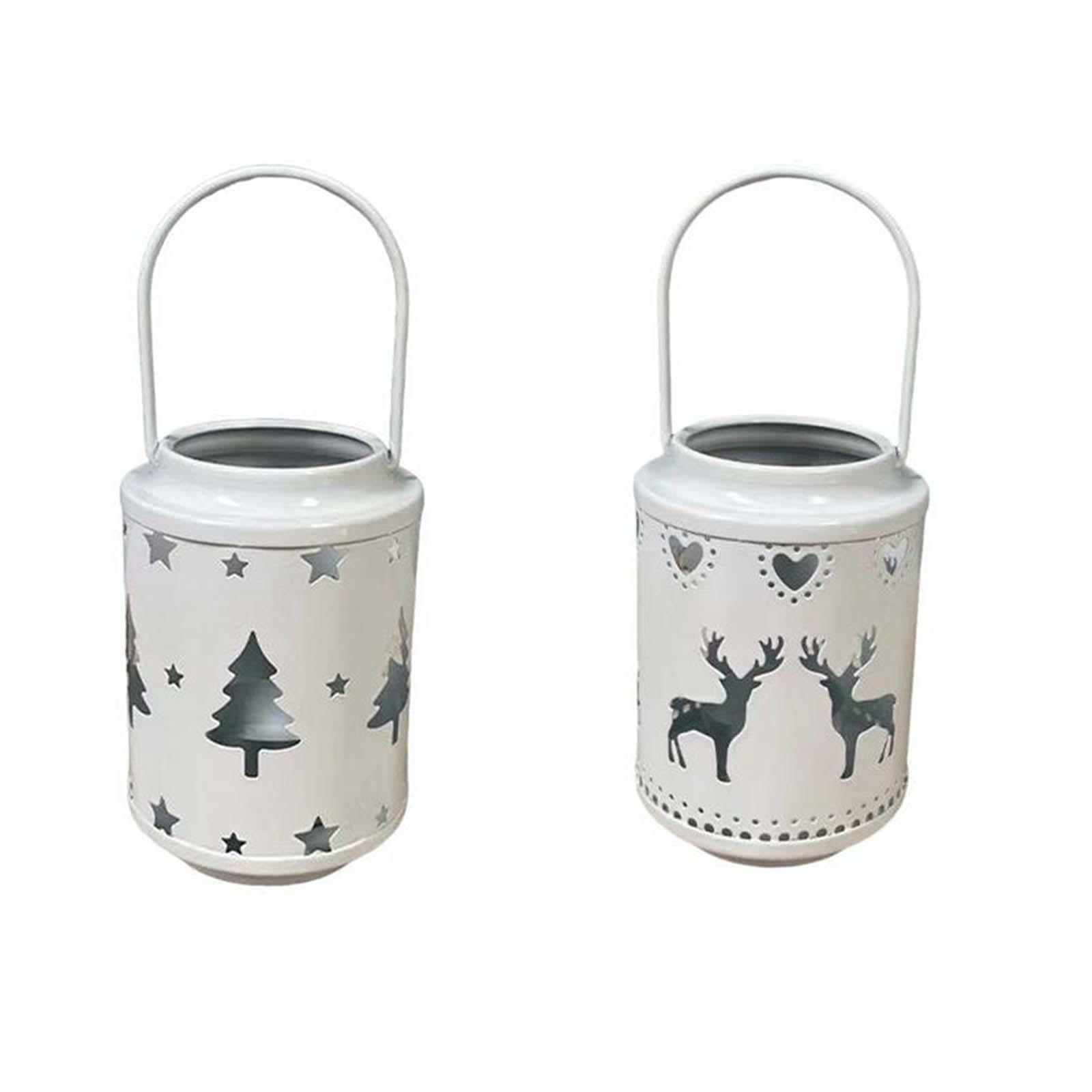 2pcs Metal Christmas Candle Lantern Candle Holders Decor