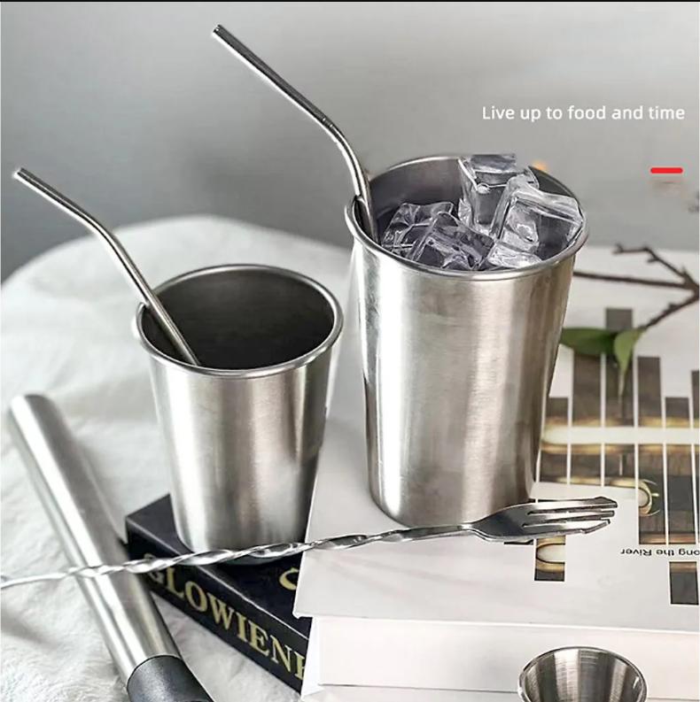 Ly Inox Bọc Da Dung Tích 500Ml Kèm Ống Hút Inox 304 Sang Chảnh Dày Đẹp - Hàng chính hãng