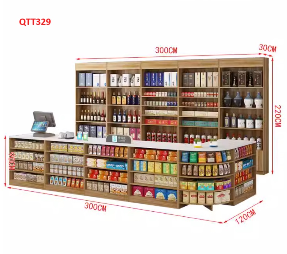 Quầy tính tiền, Bàn thu ngân cho cửa hàng tiện lợi, siêu thị mini, shop với thiết kệ hiện đại QTT329A