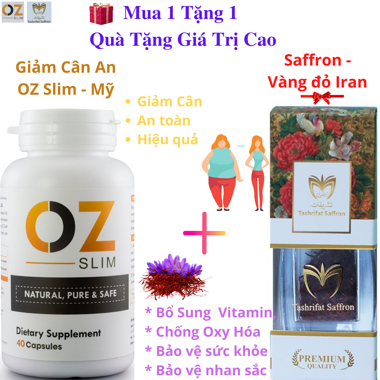 Hỗ trợ giảm cân thảo mộc Oz Slim Mỹ chiết xuất từ 6 loại cây trái tự nhiện - cải thiện giảm cân an toàn, hiệu quả, đẹp dáng, đẹp da - Massel Official